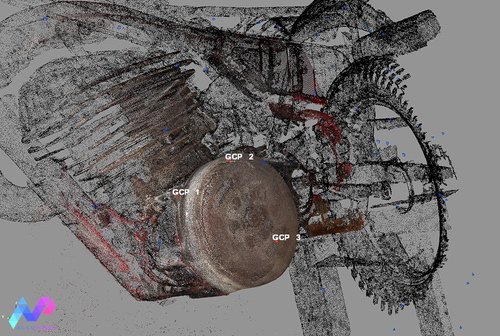 Unstructured point cloud with scale aligned with the photogrammetry dense cloud. The damaged cover has been added to check for fit. (Reverse Engineering Process)