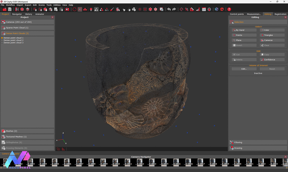 Screenshot of the carving as modelled in Zephyr. Photogrammetry for the Preservation of Art